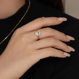 Celestial Sun and Moon Couple Ring Set Model 3