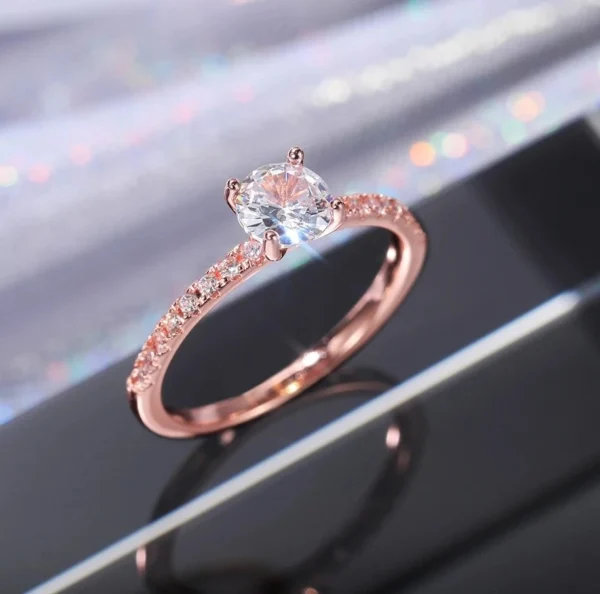 Timeless Round Solitaire Promise Pink Ring 2